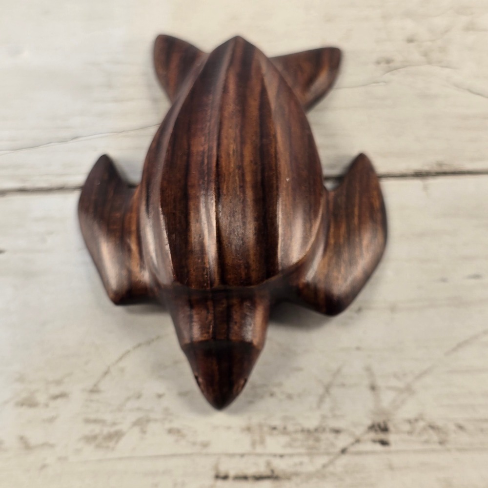 Hand Carved Ironwood Sea Turtle Figurine 4 inch Leatherback Coastal Decor